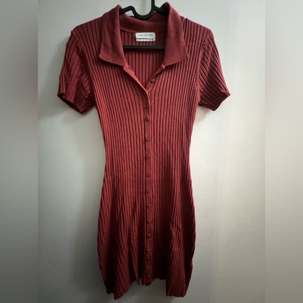 Urban Outfitters Ribbed Rust Midi Dress